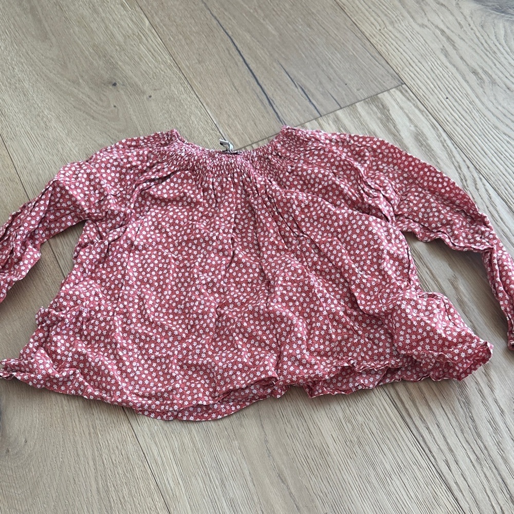 Caramel baby & child London orange Red Polka Dot Blouse 6 girls smocked top